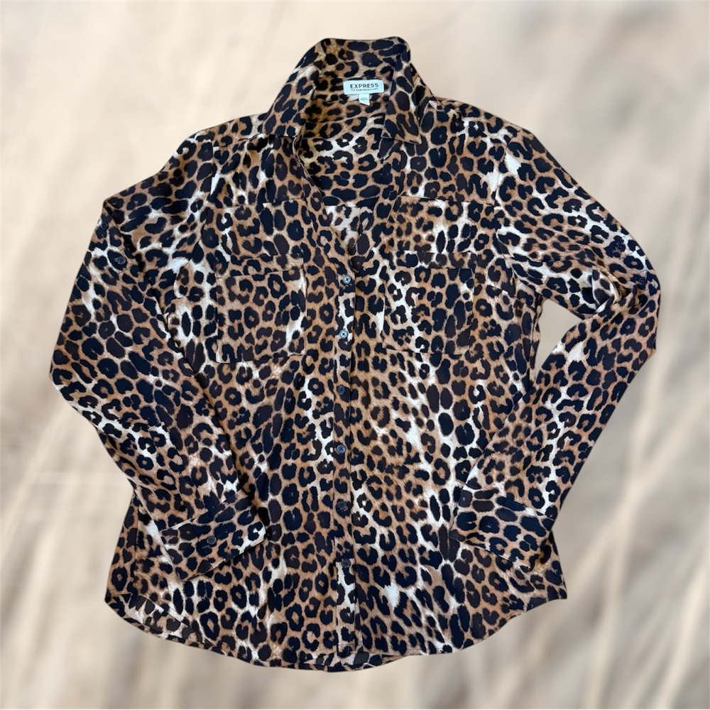 Express Leopard Print Portofino Shirt